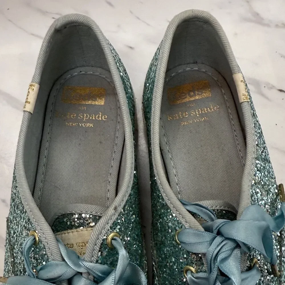 Glittery Teal Sneakers with Satin Laces